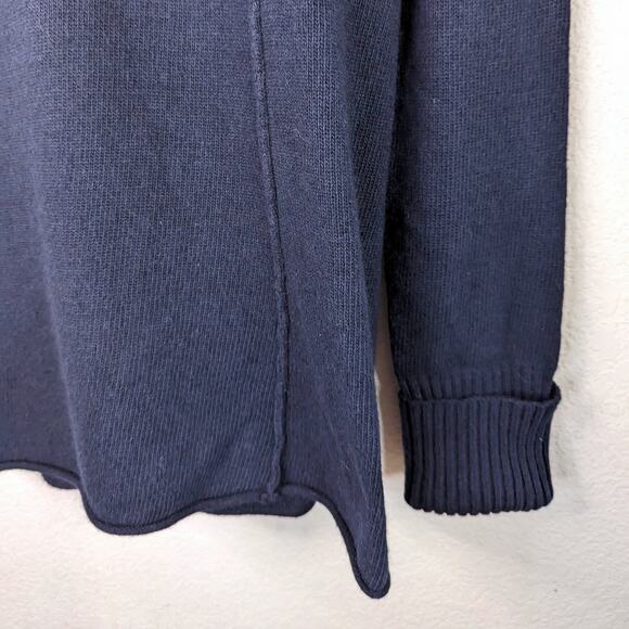 Soft Surroundings Navy Blue Henley Sweater Knit Pullover Angora Cashmere Blend L - Picture 4 of 6